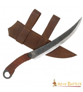 LOB Cuchillo forjado a mano de cazador medieval con funda de cuero genuino