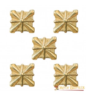 LOB Medieval Pure Solid Brass Leather Mounts Functional Set of 5