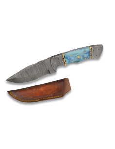 HUNT COUTEAU ACIER DAMAS ET MANCHE EN OS, BLEU