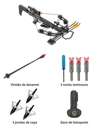 Pack de caça EK Blade+: besta, pontas, nocks e saco