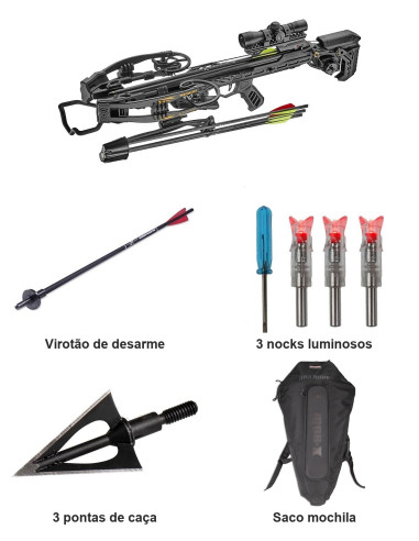 Pack de caça EK Vulcan 415: besta, pontas, nocks e saco